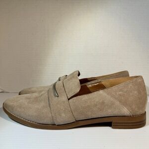 Franco Sarto Harrow Loafer Tan Beige Suede Leather Shoes Flats Women's Size 7.5M